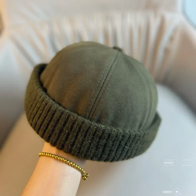 Color: PURPLE - Autumn and Winter Melon Skin Hat, Fashionable Brimless Sailor Hat, Men's and Women's Casual Fashionable Street Hat