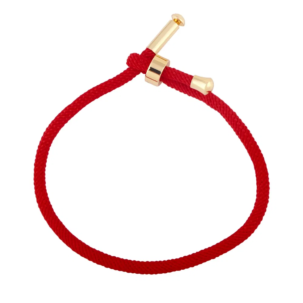 Color: WHITE - OCESRIO Colorful Adjustable Cotton Red Rope Bracelet Chain Gold Plated  Copper DIY Components for Jewelry Making cana002