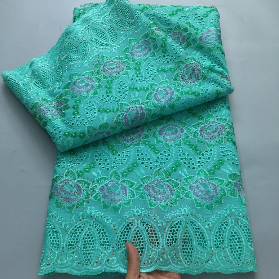 Color: pink, length: 5 yards, Width: 120cm - White Swiss Lace Fabric High Quality 5 Yards Embroidered Nigerian Cotton Lace Fabric 2025 African Party Dress for Women A4182