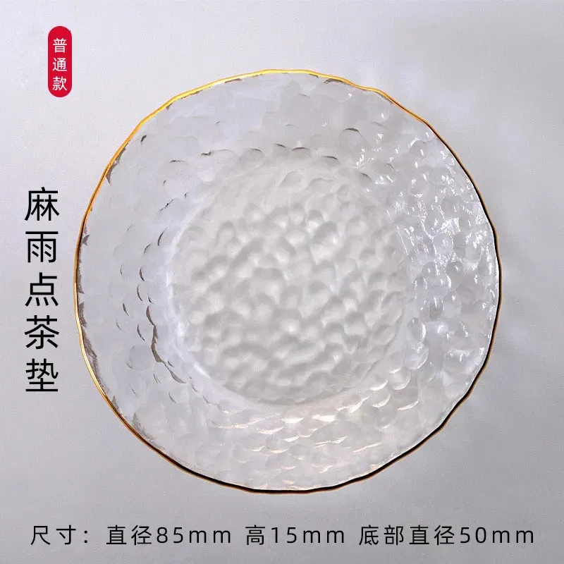 Color: Orange - Japanese Style Round Insulated Glass Tea Mat Saucer Teaware Creative Kung Fu Tea Set Cup Holder Phnom Penh Saucer
