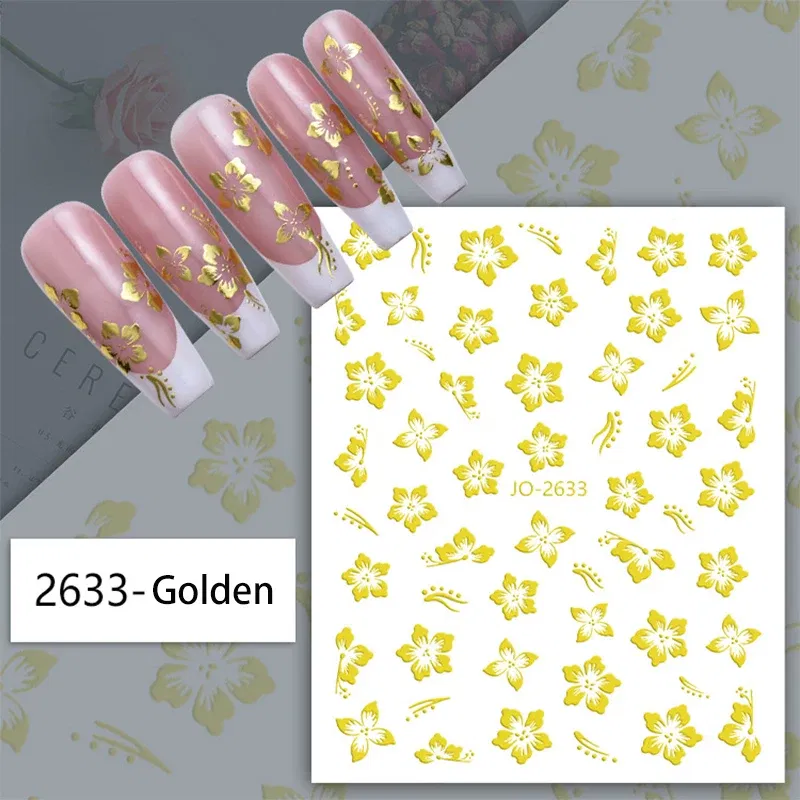 Color: Brige - White French 3D Nail Stickers Manicure Gradient Line Flower Nail Art Designs Self-Adhesive Nail Tips Guides for DIY Decoration