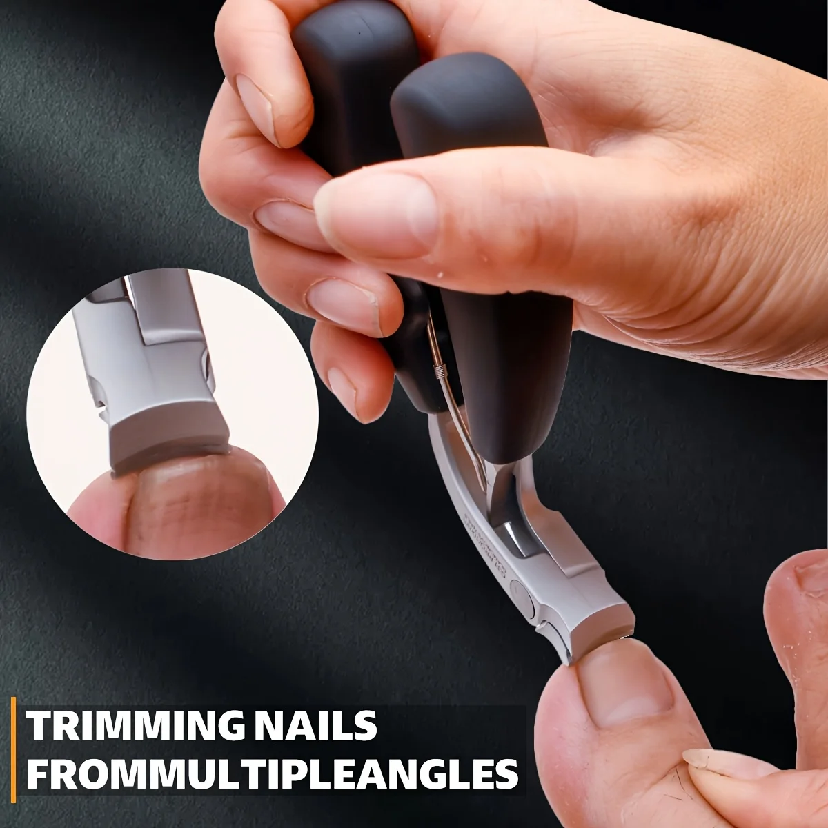 Color: DARK GRAY - Professional Grade Concave Stainless Steel Nail Clippers for Thick Nails and Ingrown Toenails Sharp Curved Blade for Easy Trimmi