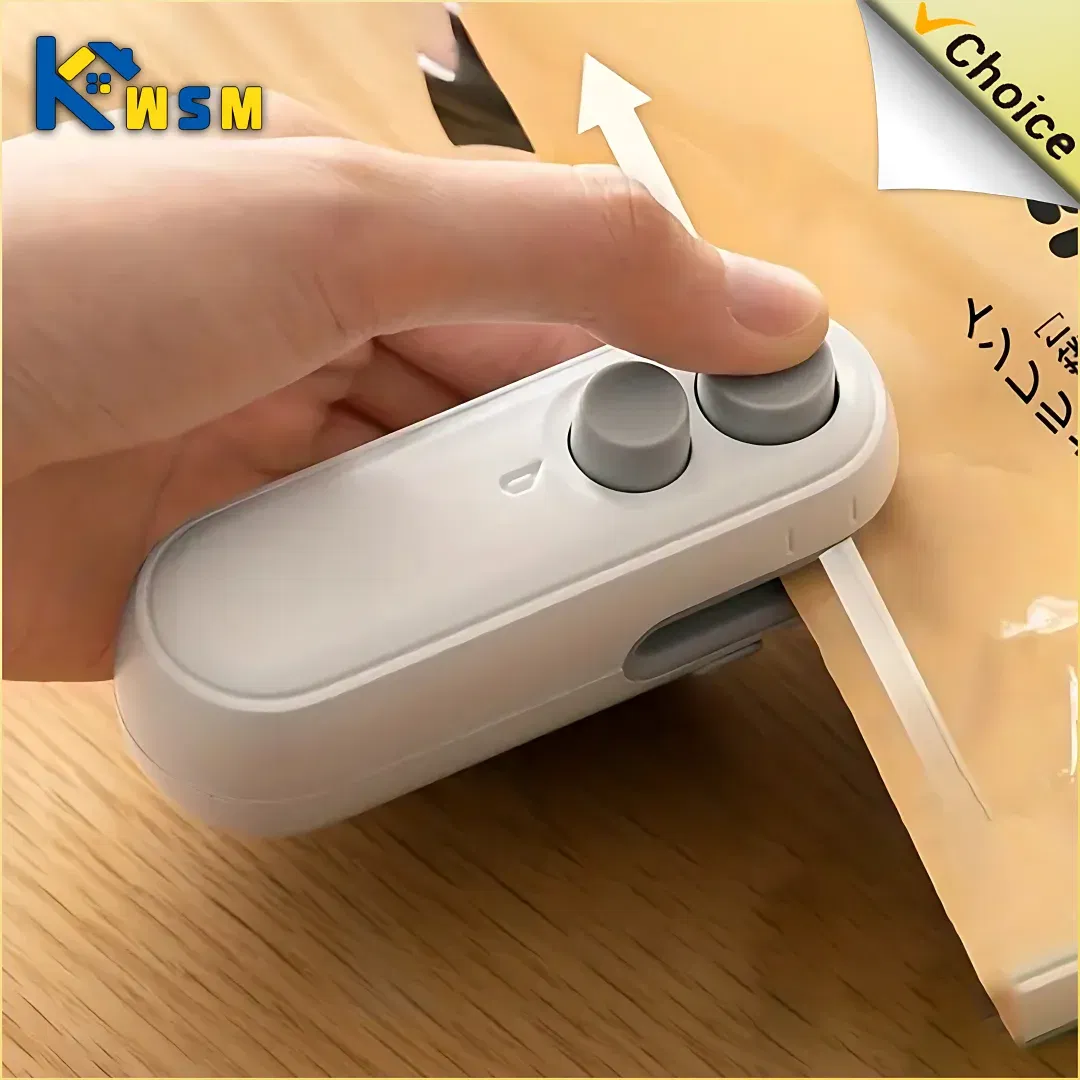 Color: light yellow - Portable Mini Sealer 2 in 1 Heat Sealer For Snacks  Home use rechargeable sealer Vacuum Sealer Snacks plastic bag heat sealer