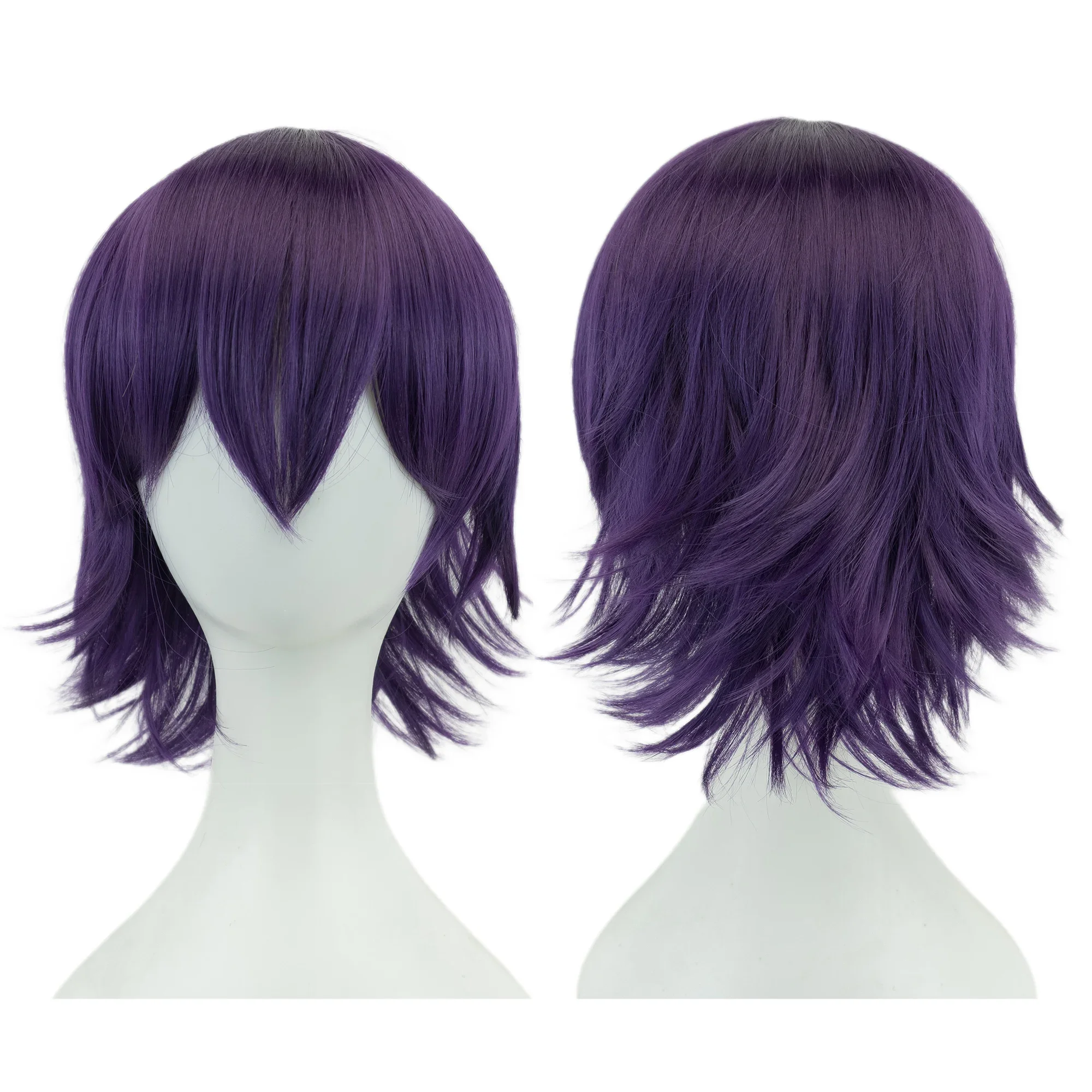 Color: #3, Stretched Length: 12INCHES - Synthetic Hair Unisex Short Cosplay Hair Party BOB Wigs with Bangs Pink Black Purple Halloween Costume Lolita Wig
