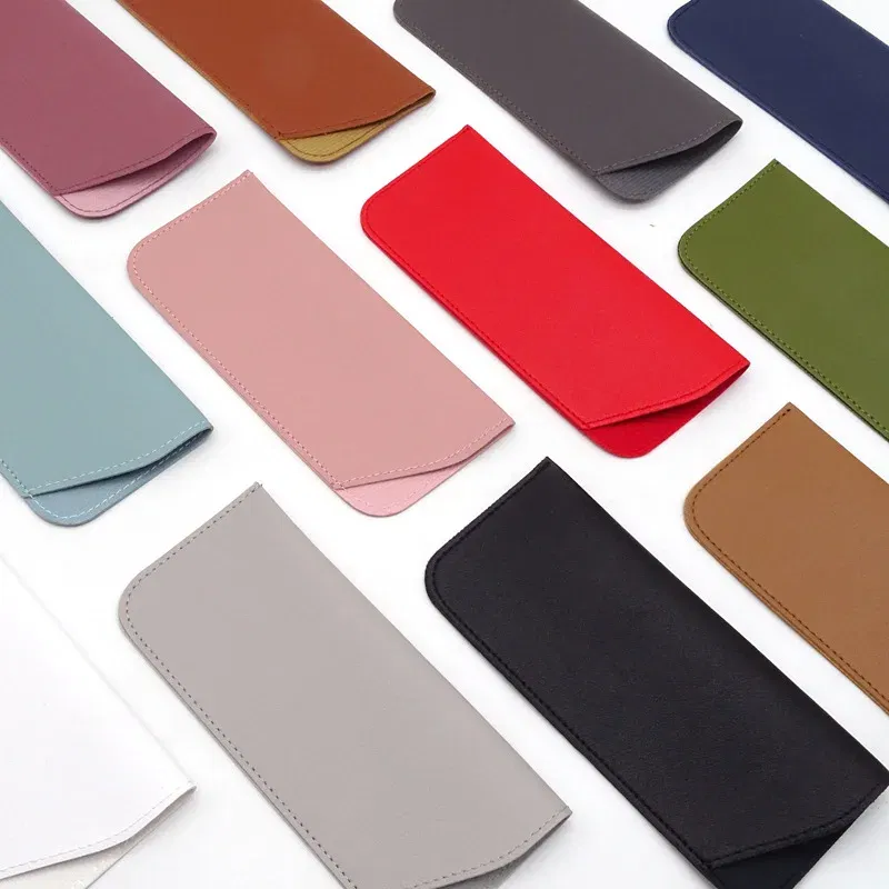 Color: PURPLE, Ships From: CN - Simple Soft Leather Open Sunglasses Bag for Women Men Waterproof Reading Glasses Case Dust Storage Bag Eyewear Pocket Accessory