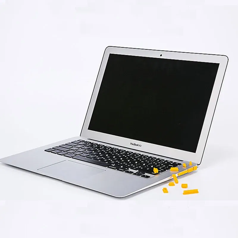 Color: Blue - 12pcs/set Silicone Data Port Anti Dustproof Plug For Apple Macbook 11Air 13Air 13 Pro dust plug Stopper Cover Set For Laptop