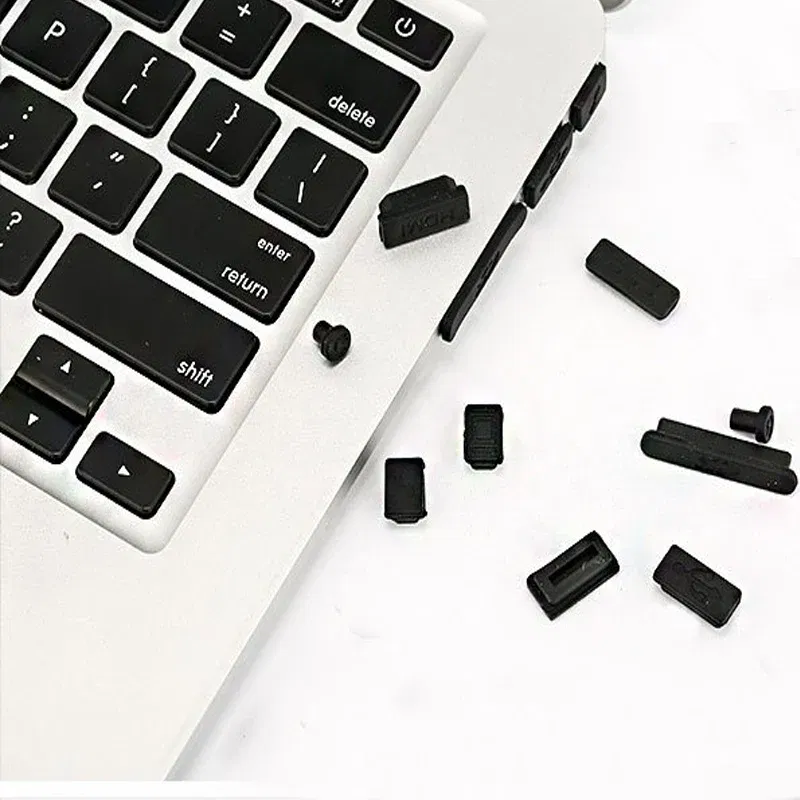 Color: Blue - 12pcs/set Silicone Data Port Anti Dustproof Plug For Apple Macbook 11Air 13Air 13 Pro dust plug Stopper Cover Set For Laptop