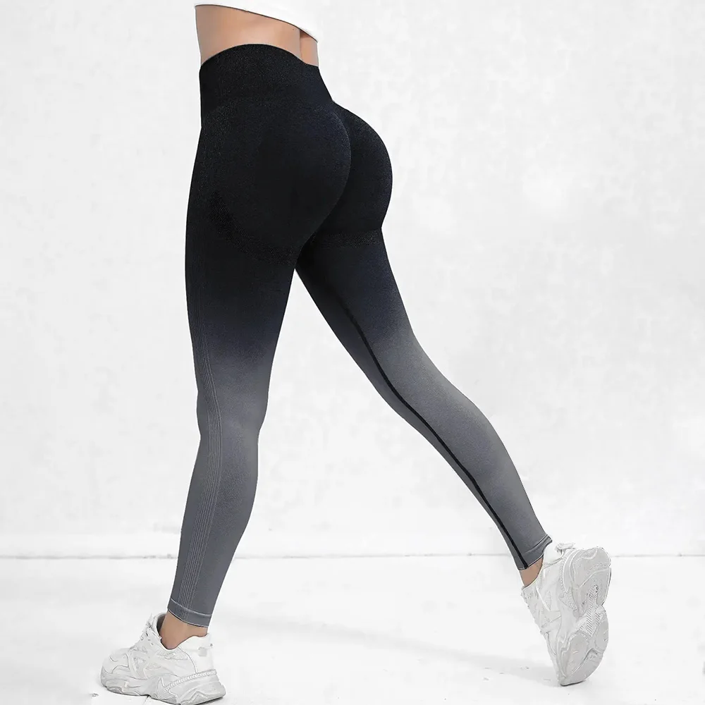 Color: GRAY, Size: M - Tie Dye Seamless Leggings for Women High Waist Yoga Pants, Scrunch Butt Lifting Elastic Tights