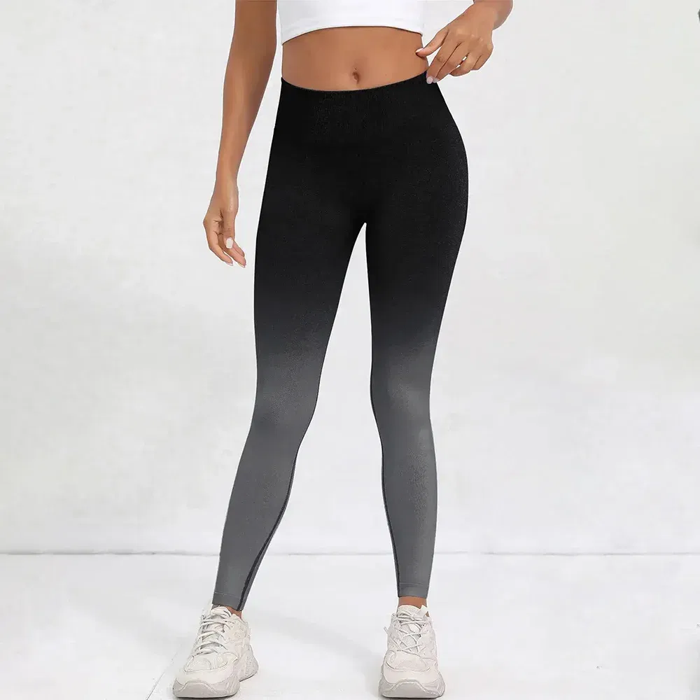 Color: GRAY, Size: M - Tie Dye Seamless Leggings for Women High Waist Yoga Pants, Scrunch Butt Lifting Elastic Tights