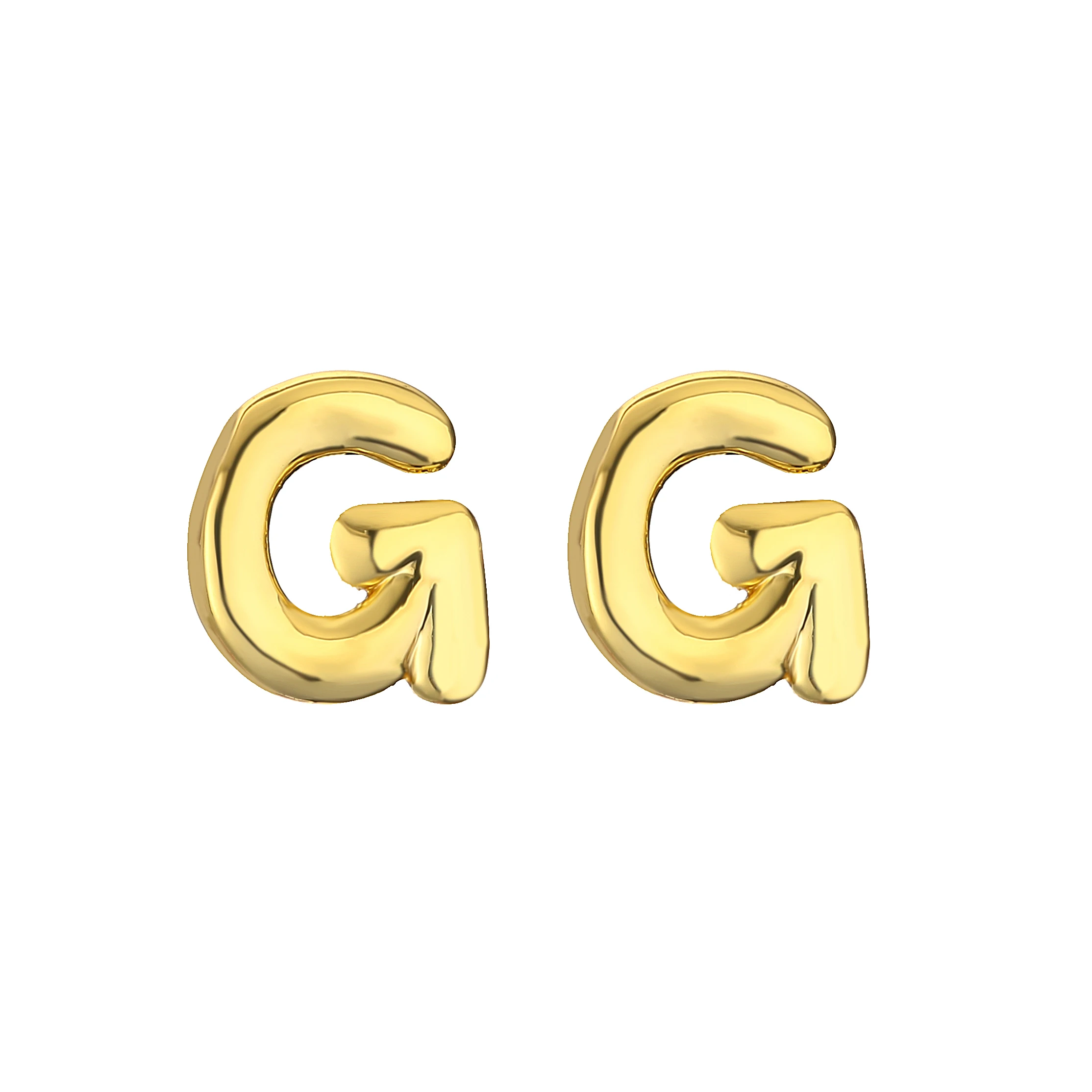 Metal Color: Light Yellow Gold Color,  Main Stone Color: GRAY - HECHENG,Initial Letter Earring For Women Men  A-Z 26 Letters Stud Earrings,Brass 18K Plated ear stud Jewelry