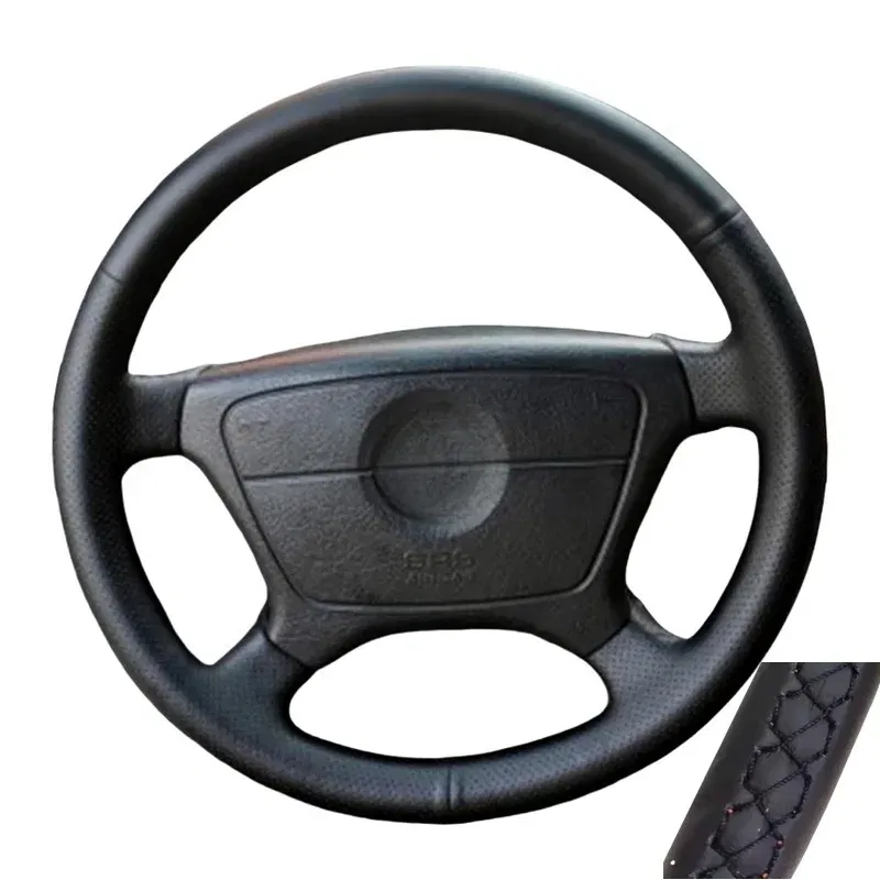 Color Name: black - Perforated Microfiber Leather Braiding Car Steering Wheel Cover for Mercedes Benz C-Class W202 CL-Class C140 E-Class W210