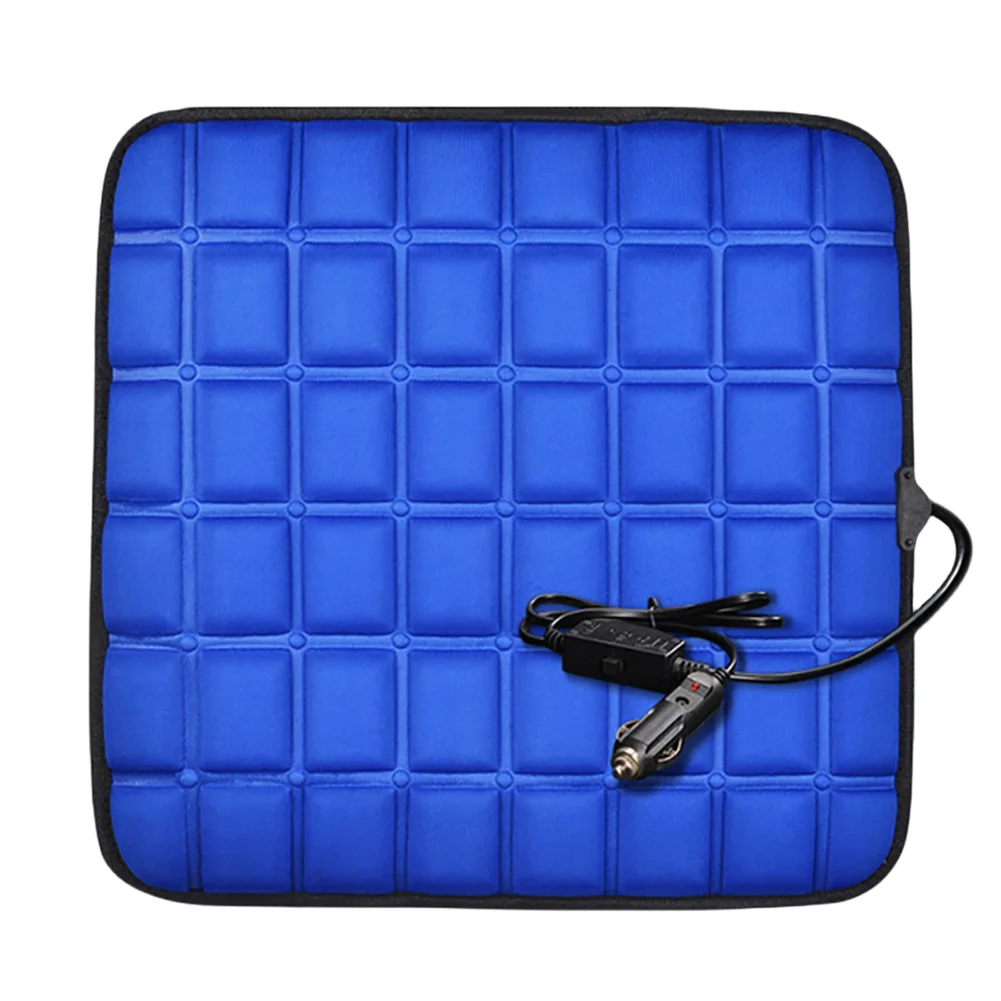 Color Name: Blue - 12V Car Seat Heated Cover 3 Gear Adjustable Temperature Universal Car Seat Heater 40W USB Heated Winter Car Seat Heating Pad