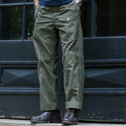 Men's Vintage Solid Multi Pocket Cargo Straight Leg Pants