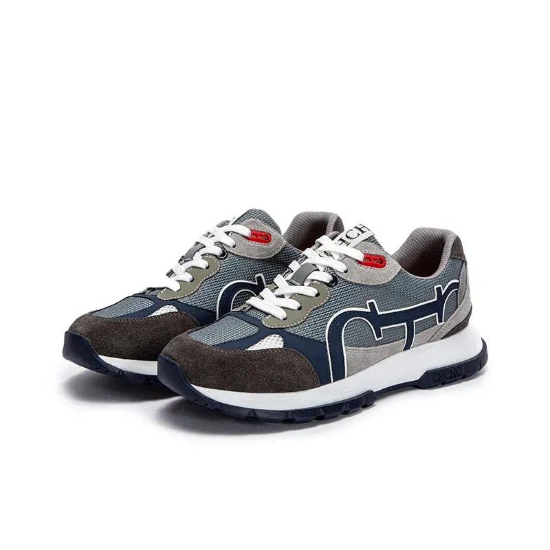 Color: GRAY, Shoe Size: 39 - CHCH Men's Tennis Shoes - New Cow suede Mesh Splicing Men's Outdoor Sports Shoes - Bone Correction