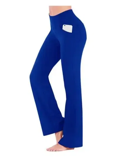 Color: Blue, Size: M - Ogilvy Mather Solid Elegant Female Lady Women's Legs Pants Palazzo Flared Wide Killer High Waist OL Ladies Career Long Trousers