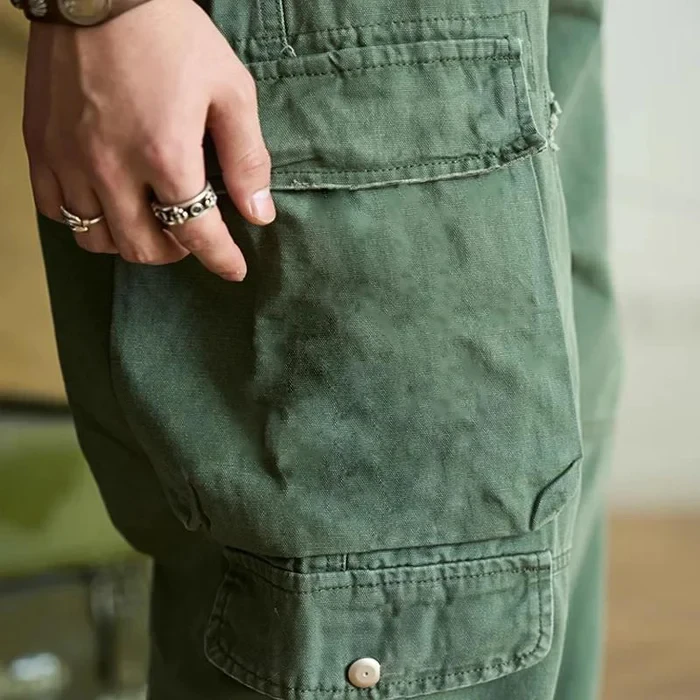 Men's Vintage Solid Color Multi-Pocket Cargo Pants