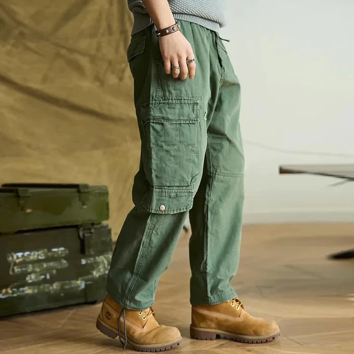 Men's Vintage Solid Color Multi-Pocket Cargo Pants