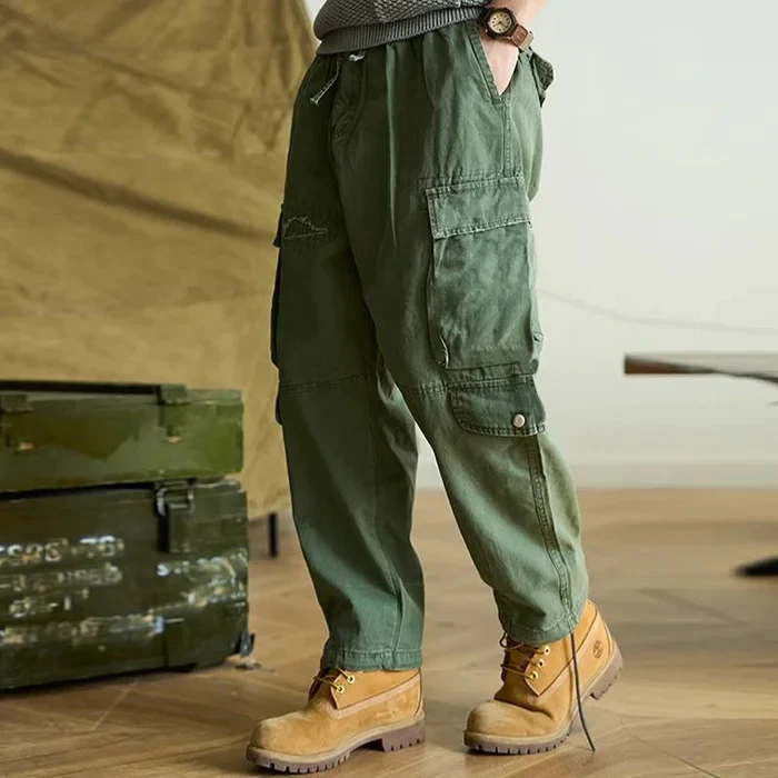 Men's Vintage Solid Color Multi-Pocket Cargo Pants
