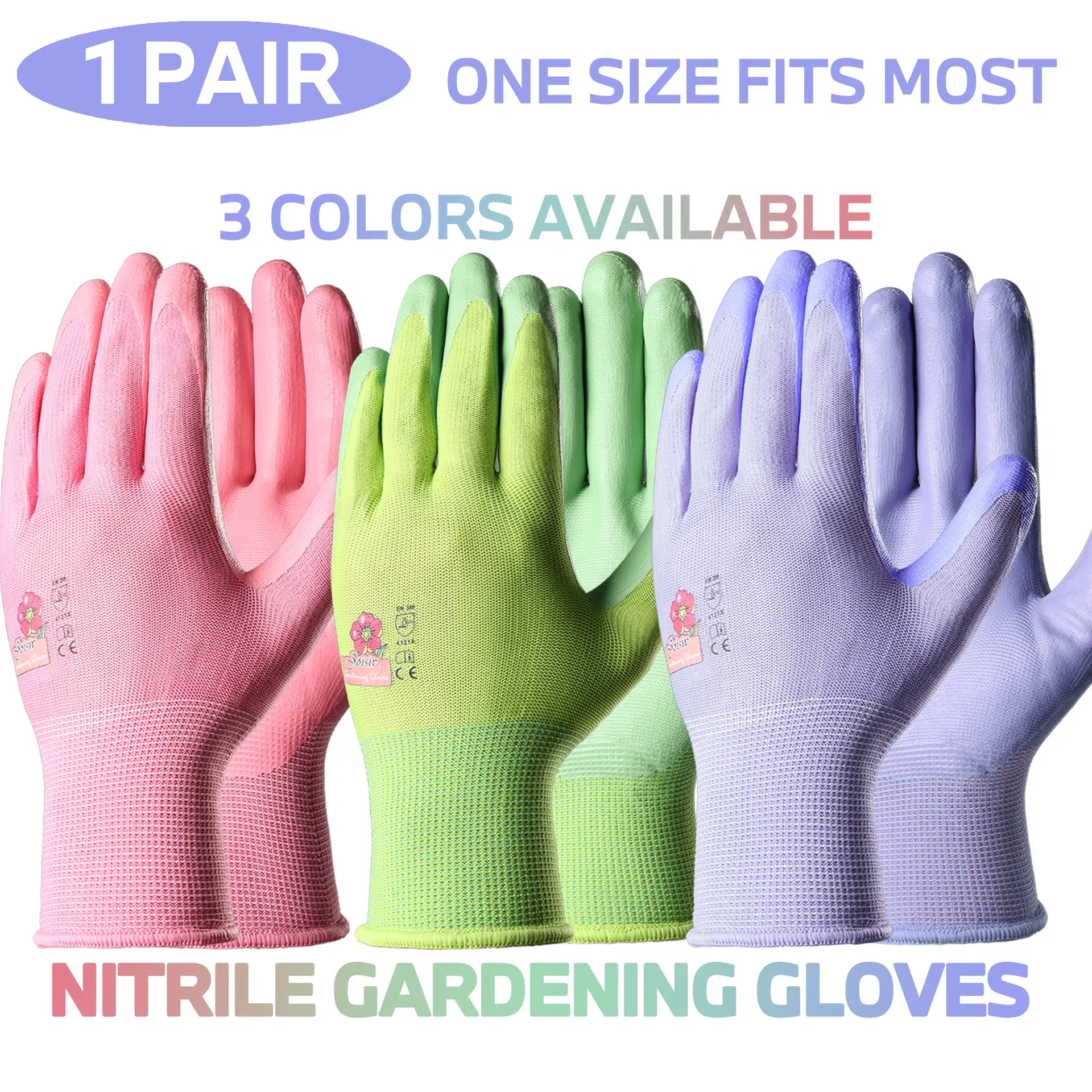 Color: Brown, Ships From: CHINA - 1 Pair, 3 Colors Available: Women?™s Nitrile Garden Gloves for Digging, Planting, Weeding; Nail & Finger Protection