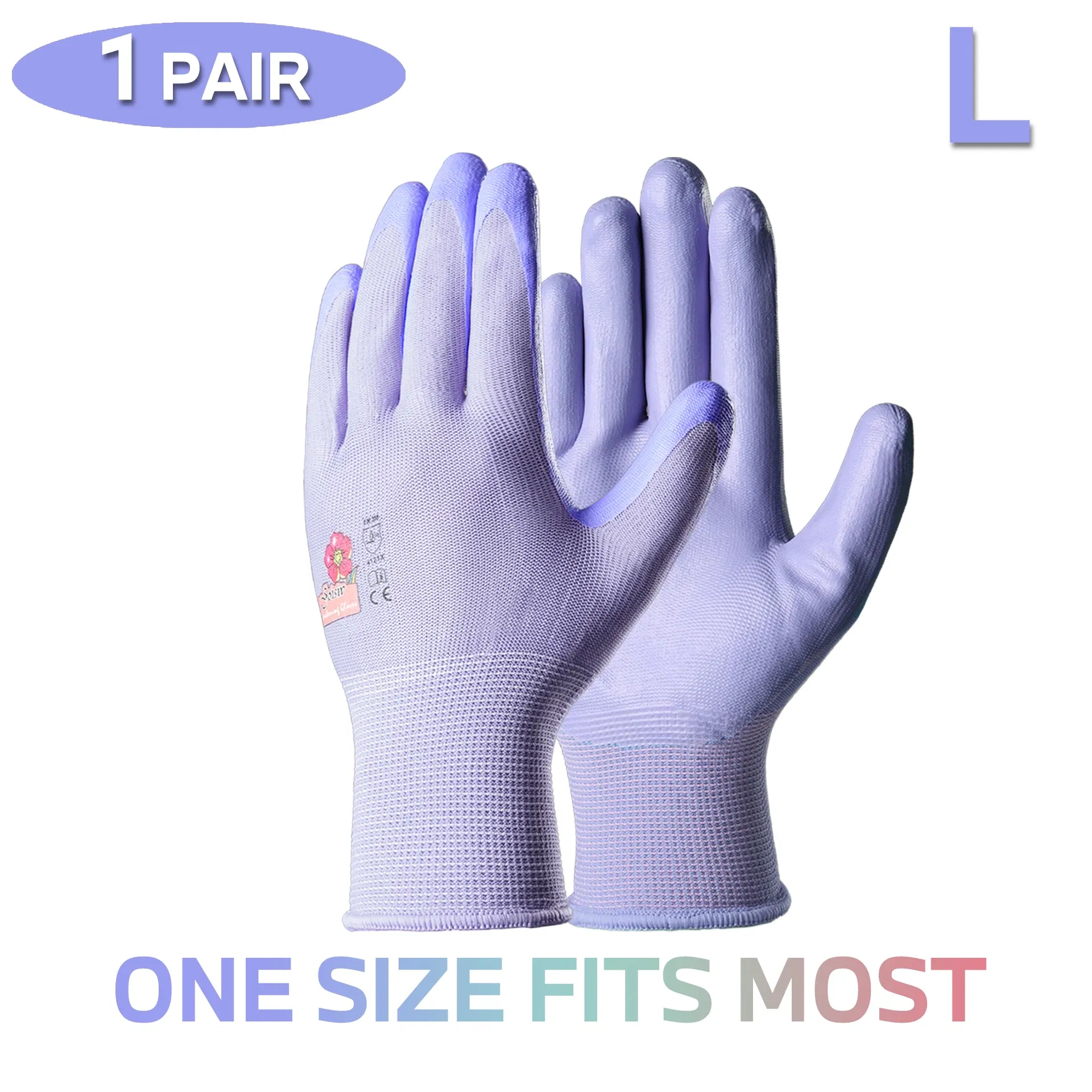 Color: Brown, Ships From: CHINA - 1 Pair, 3 Colors Available: Women?™s Nitrile Garden Gloves for Digging, Planting, Weeding; Nail & Finger Protection