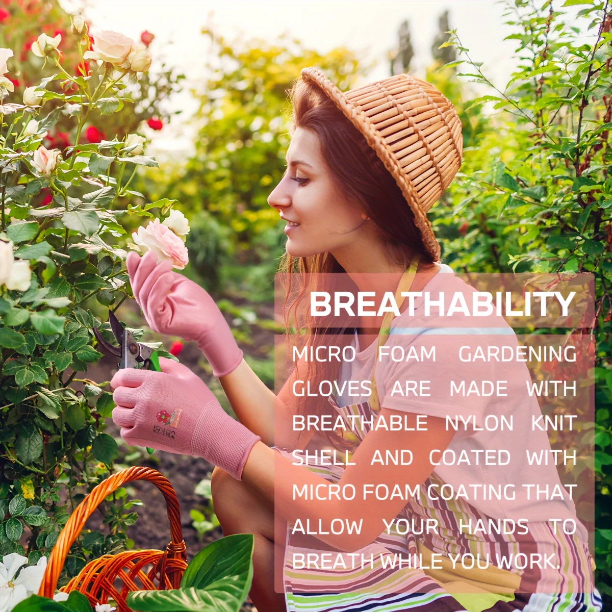 Color: Brown, Ships From: CHINA - 1 Pair, 3 Colors Available: Women?™s Nitrile Garden Gloves for Digging, Planting, Weeding; Nail & Finger Protection