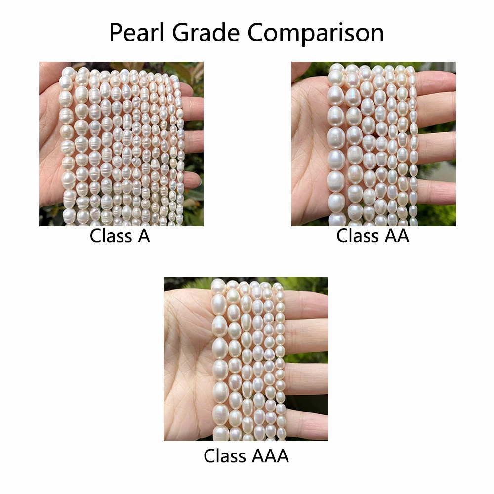 Color: Green, Item Diameter: 4mm - 100% Natural Freshwater Pearl Wholesale A/AA/AAA High Quality Rice Shape Beads For Jewelry Making DIY Bracelets Necklace