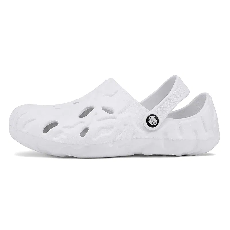 Color: army green, Shoe Size: 44 - Men Summer Slippers Thick Sole Mens Clogs Sandals Hollow Breathable Flip Flops Sandals Shoes Fashion Beach Slippers