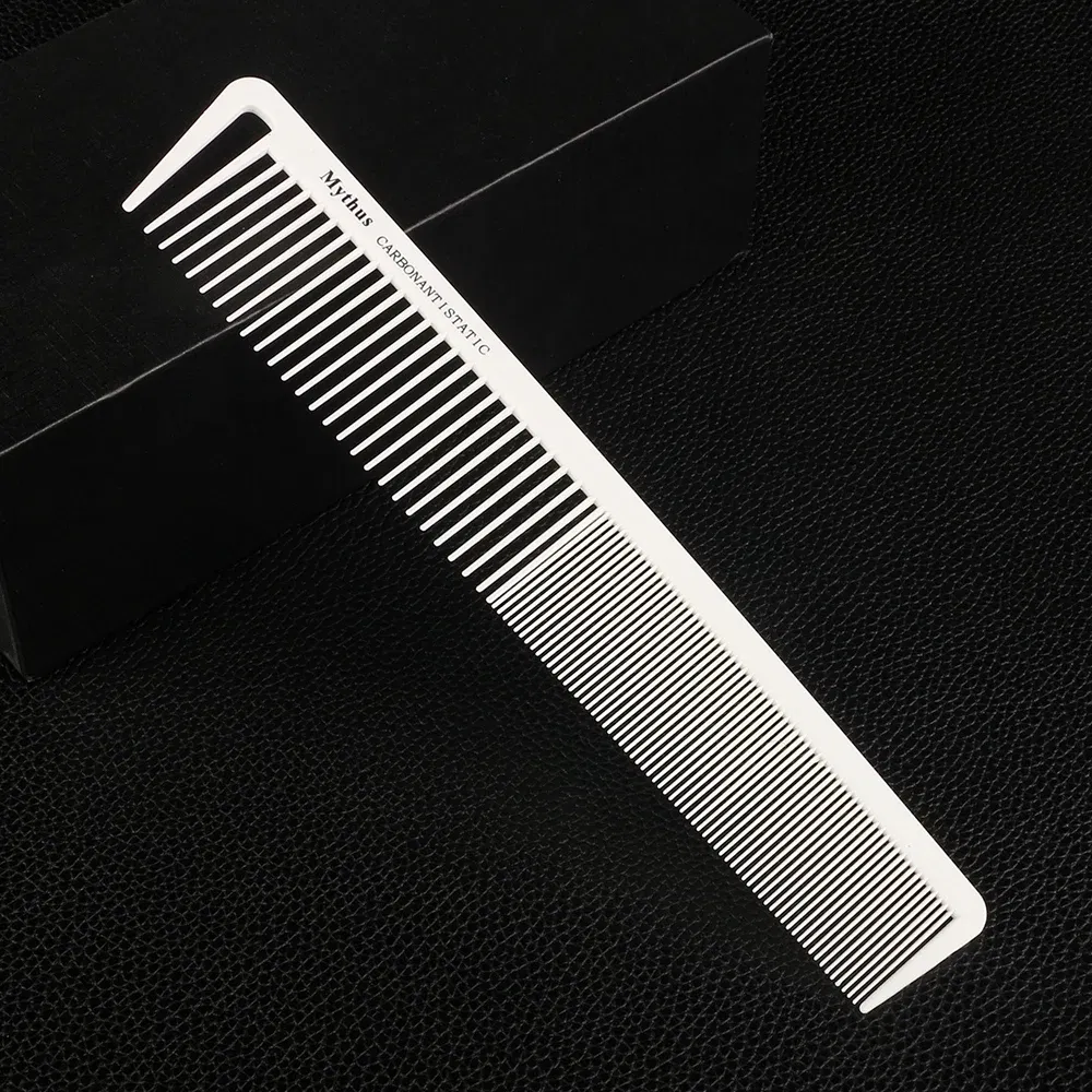Color: Light Red - Mythus Hairdressing Carbon Comb For Haircut Barber Anti Static White Rat Tail Comb Beauty Professional Hair Styling Tools Comb