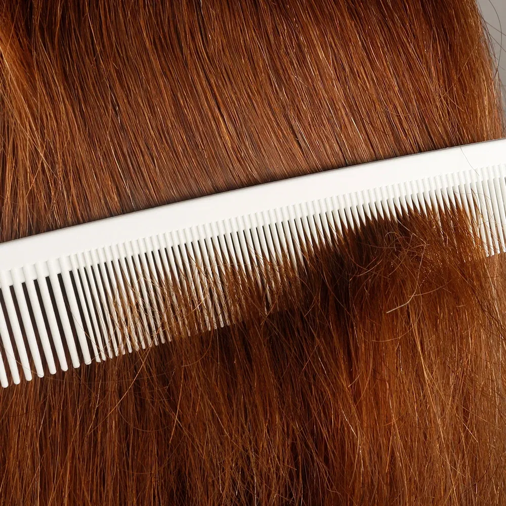 Color: Light Red - Mythus Hairdressing Carbon Comb For Haircut Barber Anti Static White Rat Tail Comb Beauty Professional Hair Styling Tools Comb