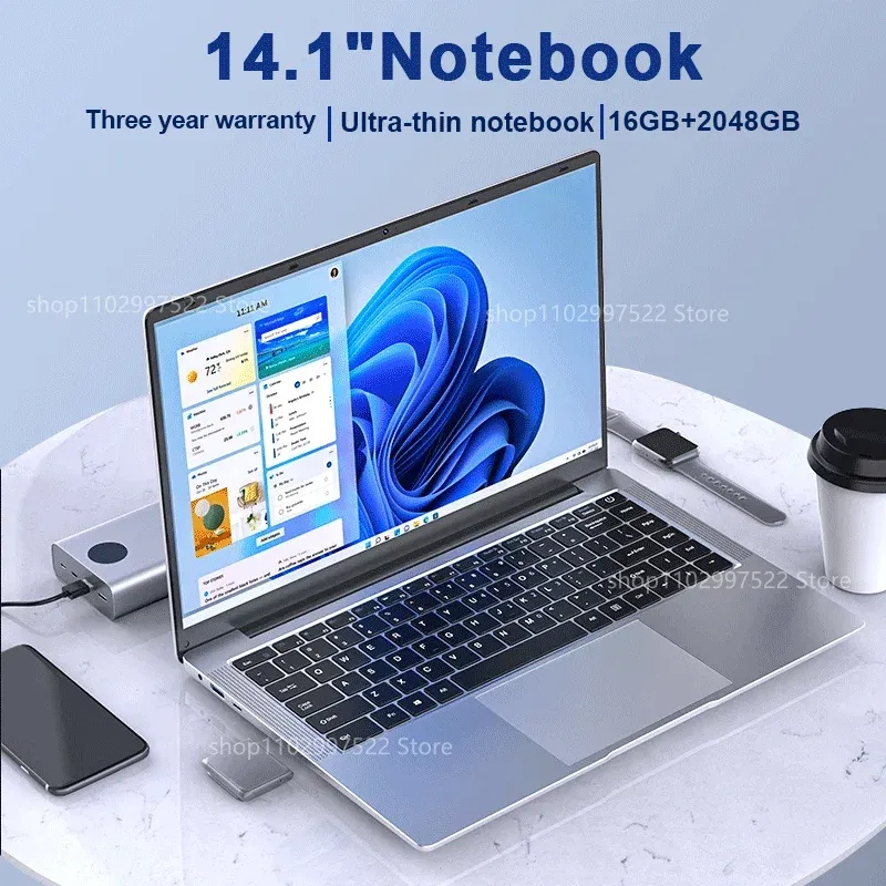 Color: SKY BLUE, Ships From: CHINA - Top Laptop Computer Windows 11 Pro Ultra Slim Notebook 14.1 Inch Intel Pentium N3700 16GB 1024GB Office Study PC Computer