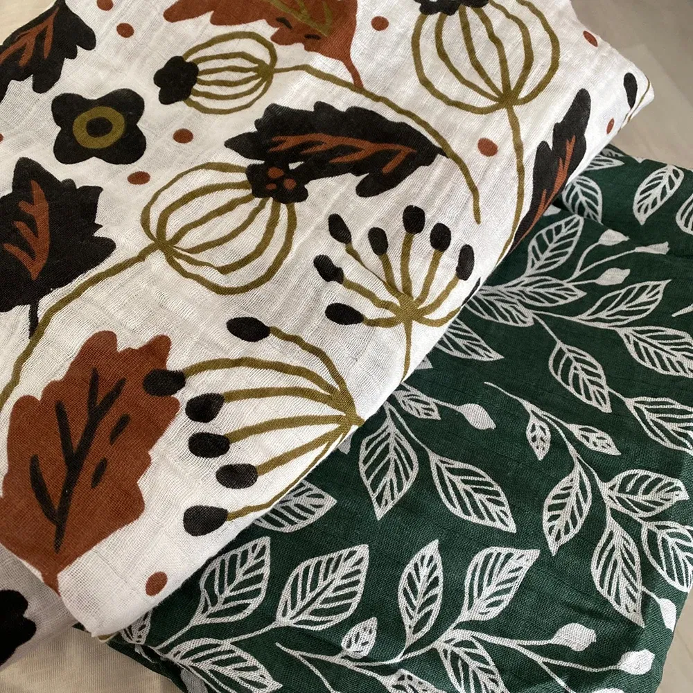 Color: GRAY - Kangobaby #My Soft Life# 2 Pieces Pack Muslin 100% Cotton Baby Swaddles Newborn Blankets Black White Gauze Infant Wrap