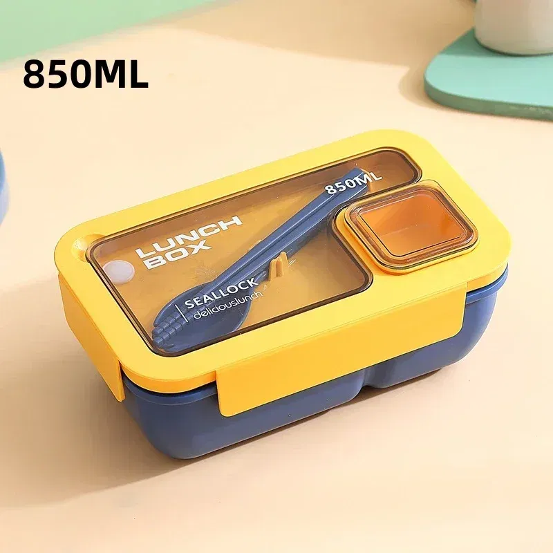 Color: Silver - Portable Lunch Box Lunch Bags for Children School Office Bento Box with Tableware Thermal Bag Complete Kit Microwavable Heating