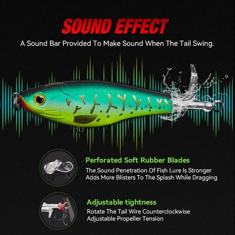 Size: 120mm, Color: Red - Kingdom Topwater Propeller Pencil Bait Popper Whopper Plopper 90mm 11g 110mm 17g Artificial Wobblers For Bass Pike Hard Lures