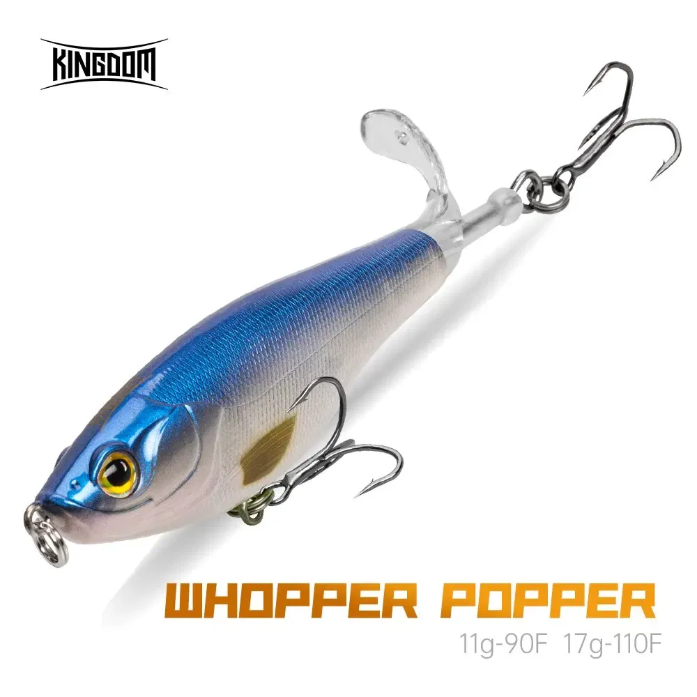 Size: 120mm, Color: Red - Kingdom Topwater Propeller Pencil Bait Popper Whopper Plopper 90mm 11g 110mm 17g Artificial Wobblers For Bass Pike Hard Lures