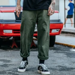 Men's Solid Loose Straight Casual Cargo Pants