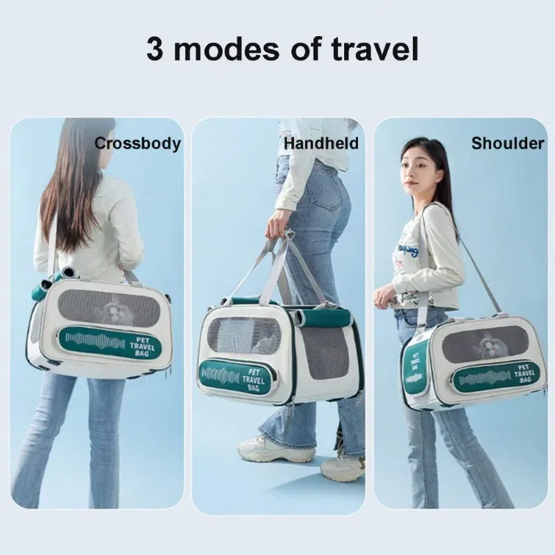 Color: WHITE - Pet carrier cat breathable pet backpack outdoor cat bag camping kitten bag