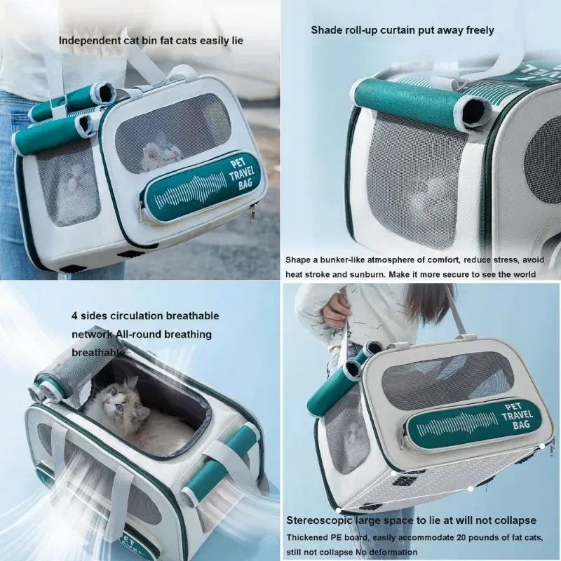 Color: WHITE - Pet carrier cat breathable pet backpack outdoor cat bag camping kitten bag