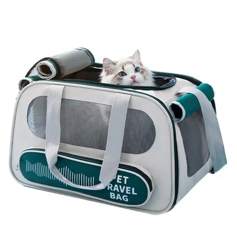Color: WHITE - Pet carrier cat breathable pet backpack outdoor cat bag camping kitten bag
