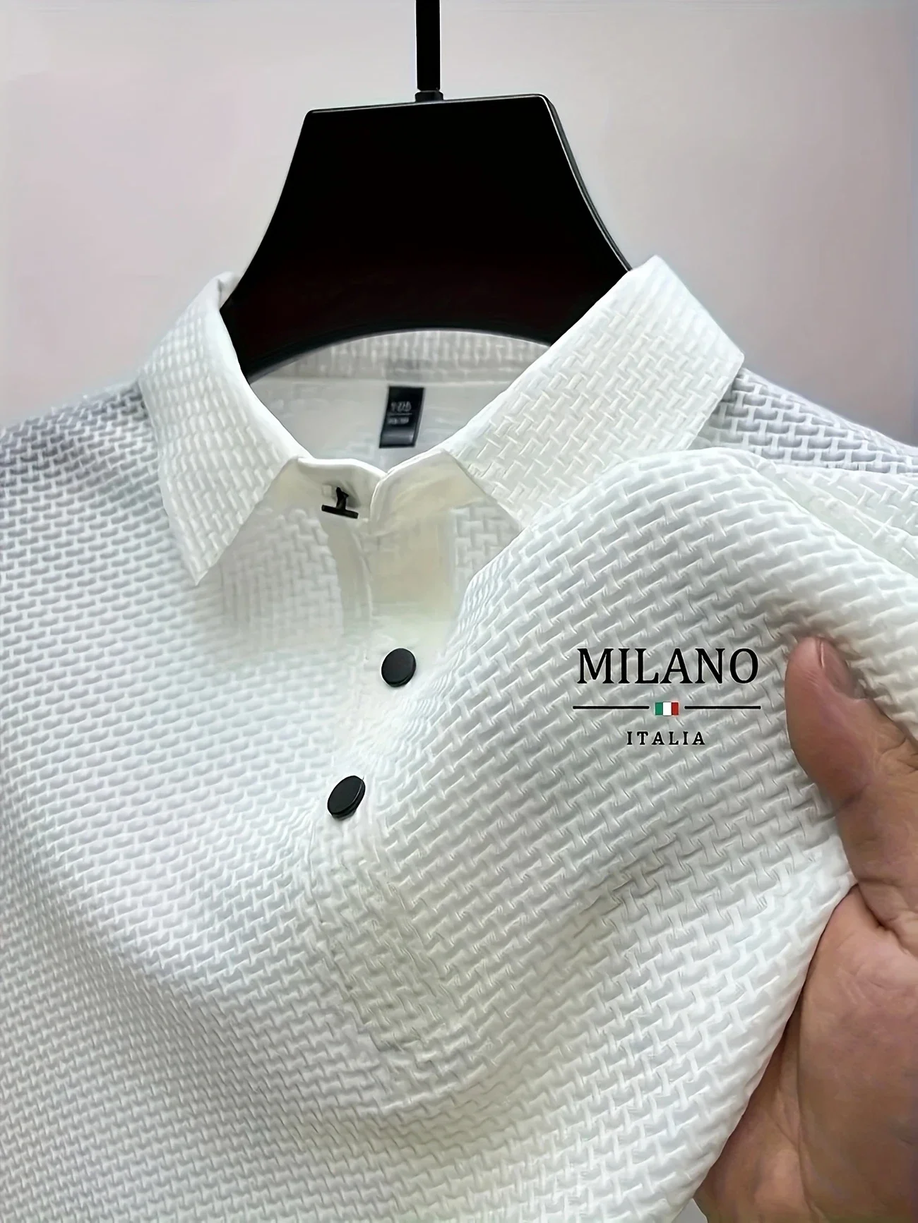 Color: SKY BLUE, Size: XXL - Classic men's casual POLO shirt soft and breathable MILAN pattern quick-drying top T-shirt