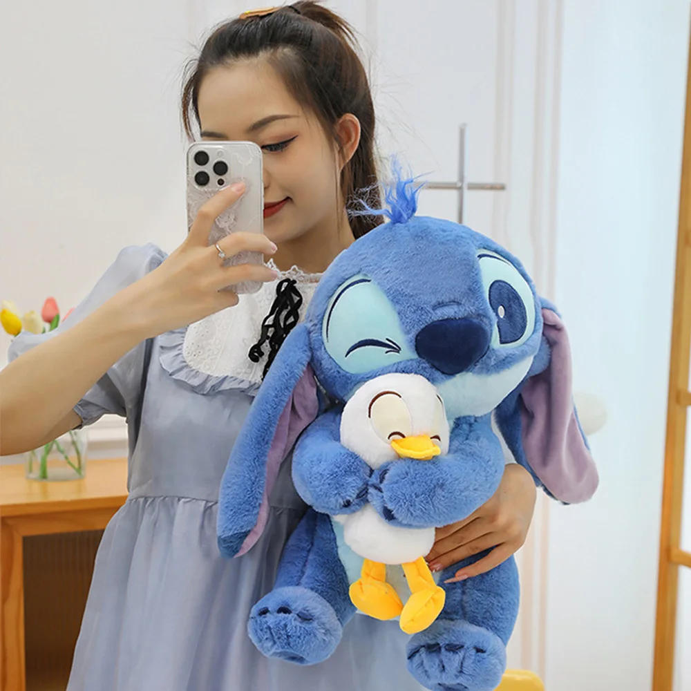 Color: black - Lilo&Stitch Cute Cartoon Dolls Toys Kawaii Anime Soft Stuffed Dolls Pillow Appease Toys Birthday Gift For Boys Girls