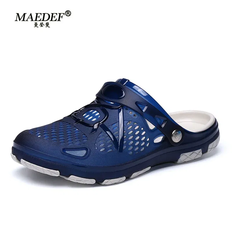 Color: Blue, Shoe Size: 38 - MAEDEF Fashion Men Slippers Summer Waterproof Beach Slippers Hot Sale Casual House Bathroom Slides Non Slip Outdoor Men's Shoes