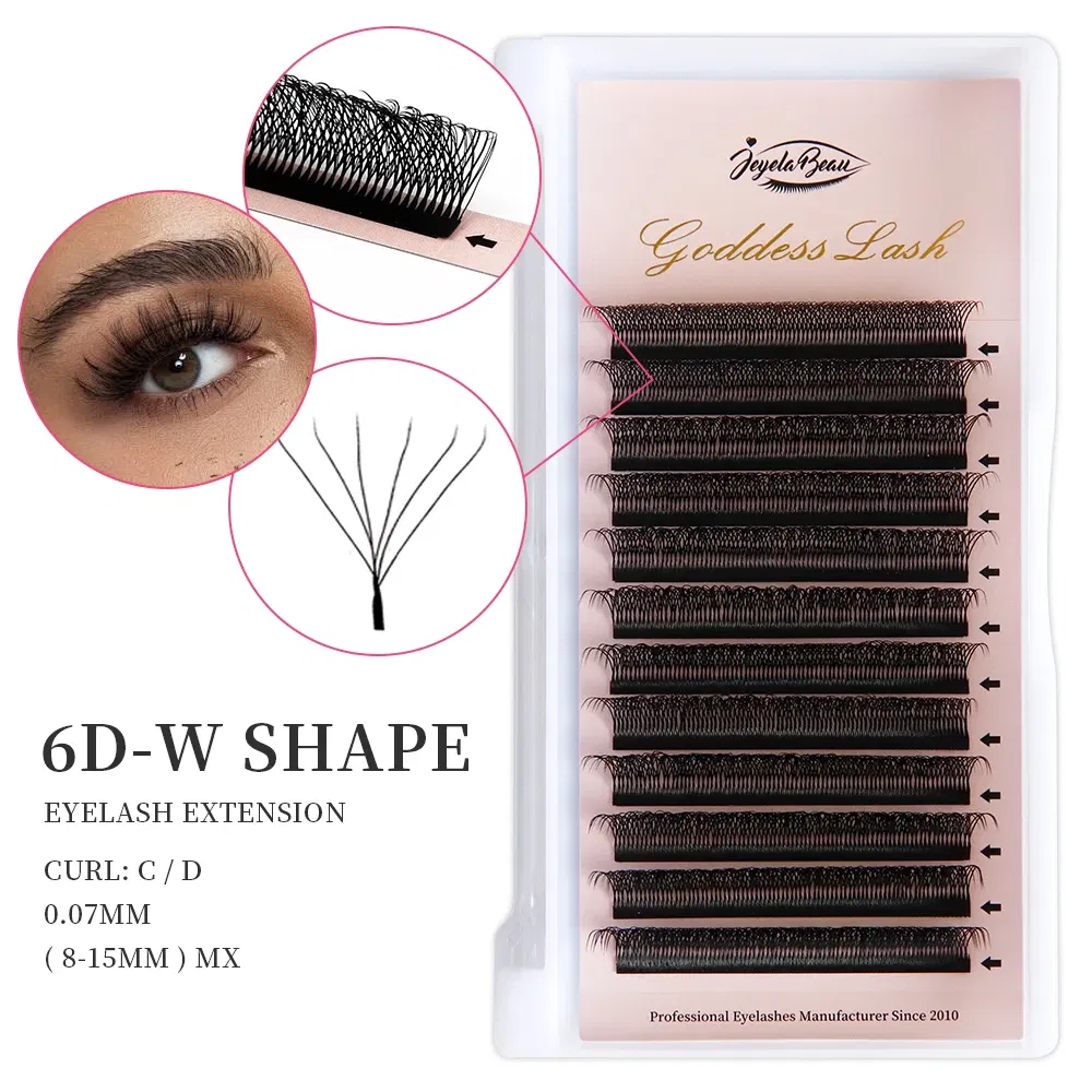 Color: Black & Silver, Curl: D, Thickness: 0.07mm, Length: 11mm, Ships From: CHINA - Goddess 3D/4D/5D/6D/7D/8D W Shape lashes 4D Premade Fan Lash Extensions 0.07 C/D Curl Natural Soft High Quality Idividual Lashes
