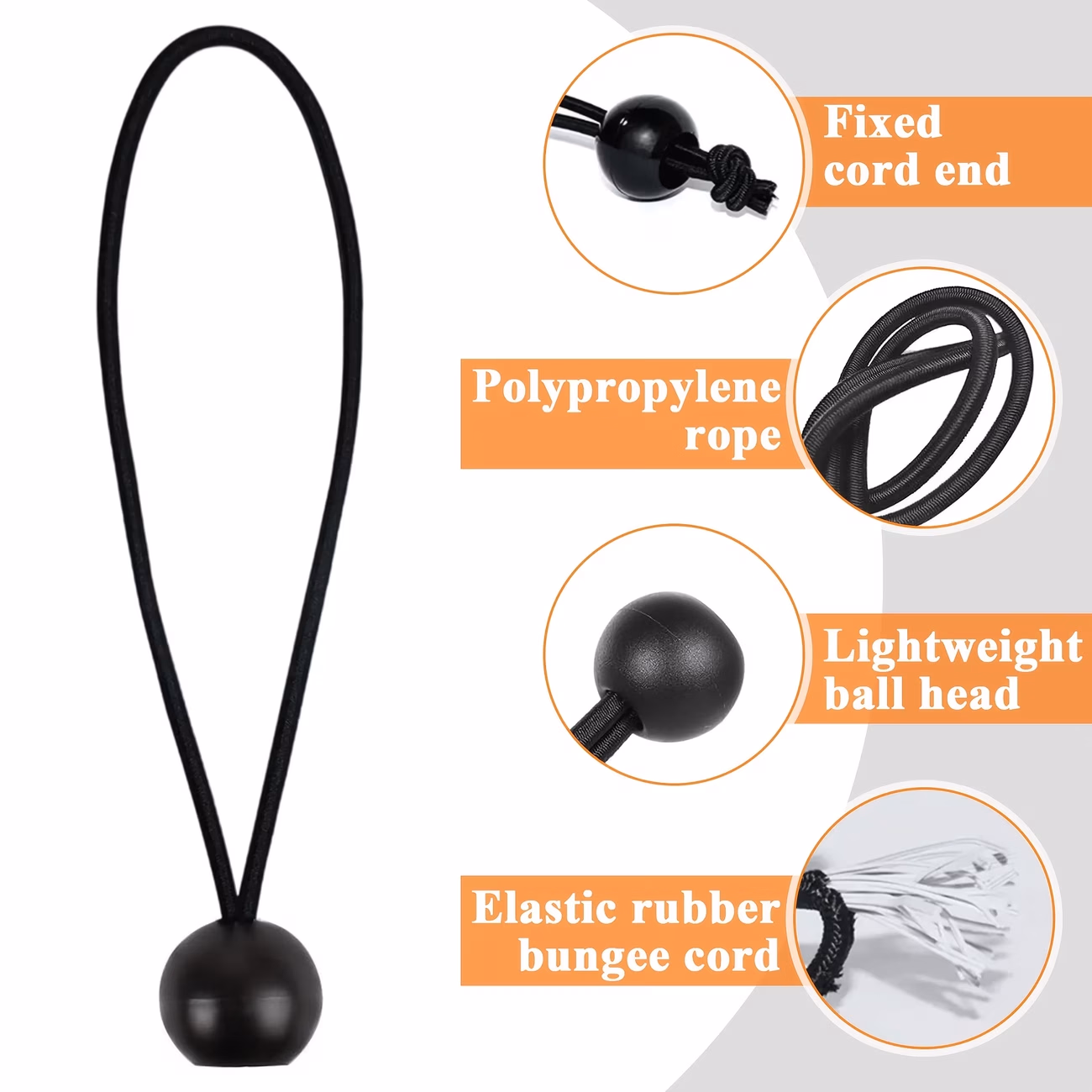 50pcs Heavy-Duty Non-Slip Ball Bungee Cords with Elastic Balls – Reliable and Versatile Tying Solution