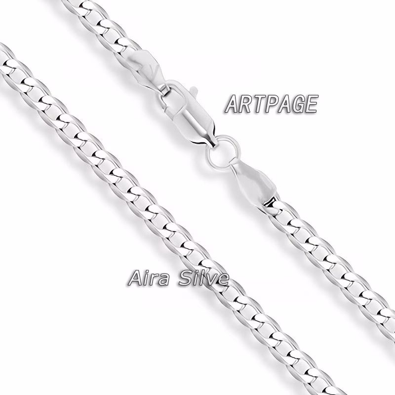 925 Silvery Plated 7mm Cuban Chain Men's Necklace – Trendy, Unique, and High-Quality Design