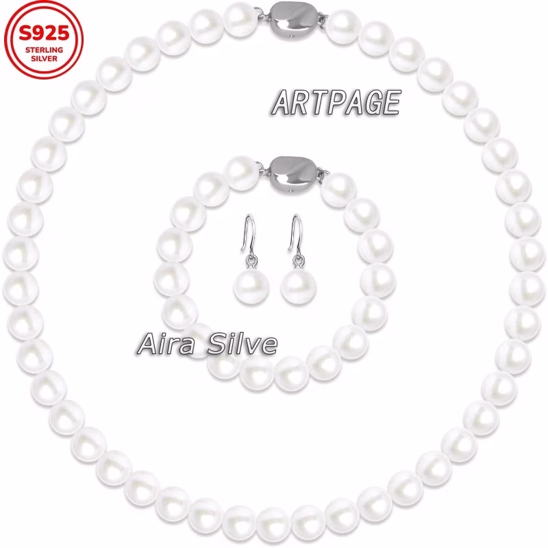 Women's Necklace Set, Cultured Necklace, 925 Silver Connectors – Timeless Elegance and Sophisticated Design