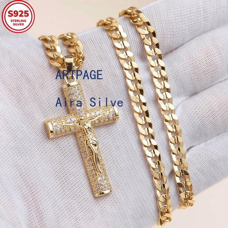 Men's Cross Necklace, Vintage 925 Silver Cross Pendant Necklace – Timeless Elegance and Spiritual Symbolism