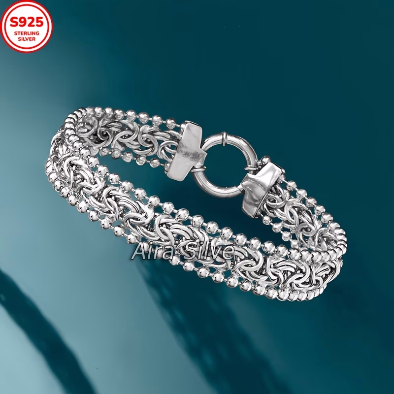 925 Silvery Bali Beaded Grass Rope Bracelet – A Stylish Blend of Elegance and Craftsmanship