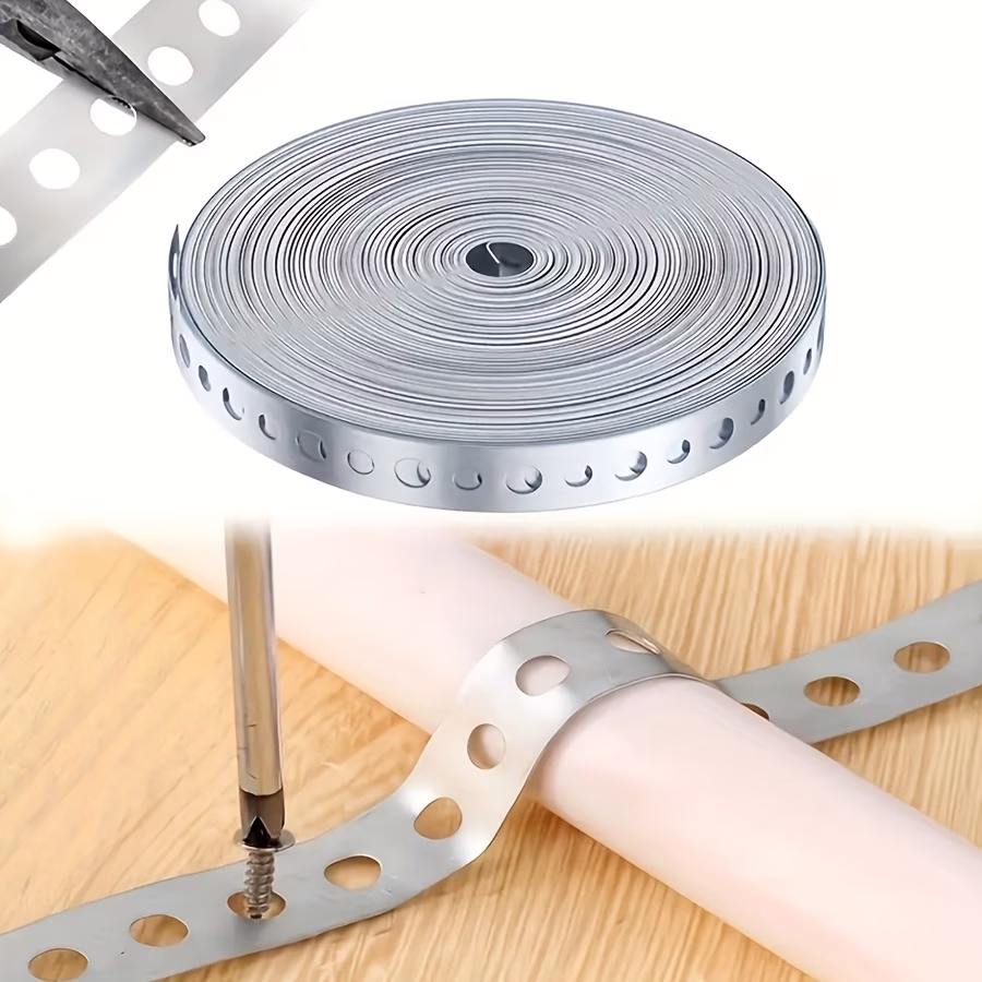 Pre-Punched Galvanized Iron Strapping Tape – Durable, Anti-Rust Multi-Slot Metal Hanger Strap for Pipe Support
