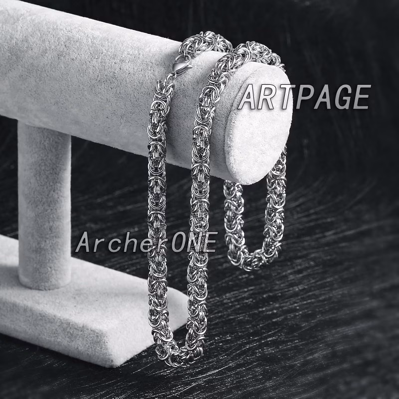 925 Silvery Men's Byzantine Necklace – Bold, Hip-Hop Inspired Design with Timeless Elegance