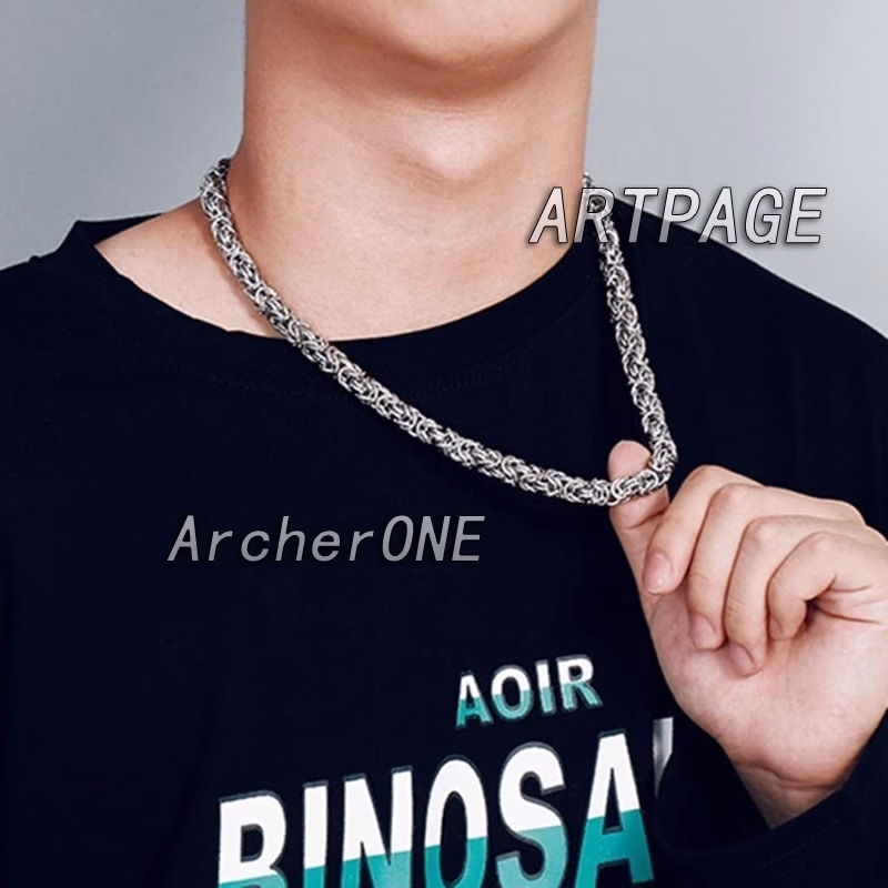 925 Silvery Men's Byzantine Necklace – Bold, Hip-Hop Inspired Design with Timeless Elegance
